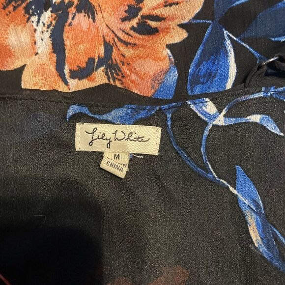 Lily White Black Sheer Floral Tank Top - Picture 2 of 5